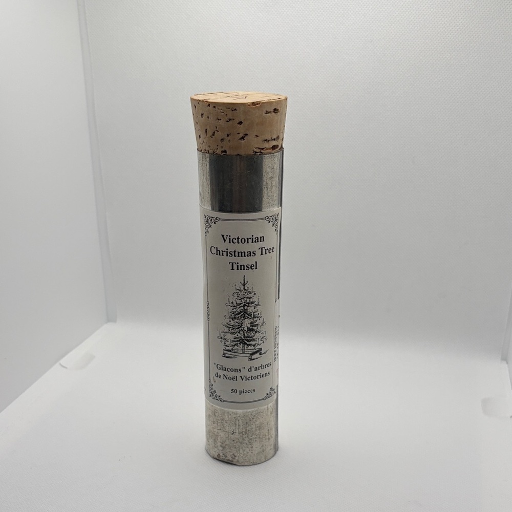 Vintage remake Victorian Christmas Tree Tinsel with Cork Lid Ornaments Canadian